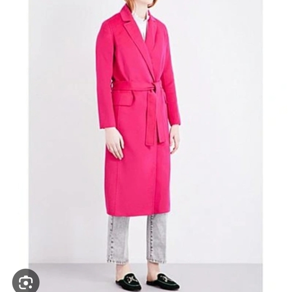 Maje Geode wool-blend wrap coat In Fucsia Size 36 - Picture 1 of 5